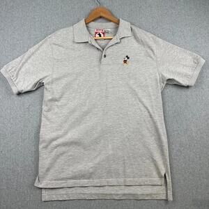 Vintage Mickey Inc. Embroidered Mickey Mouse Polo‎ Shirt Gray Men L 1980s Disney